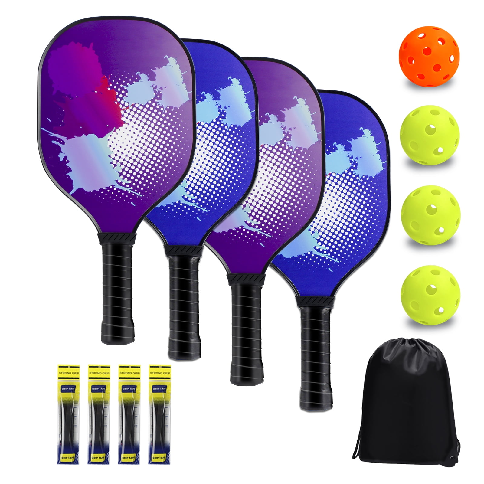 KOFULL Pickleball Paddles Set with 4 Wood Pickleball Paddles, 4