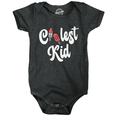 

Coolest Kid Baby Bodysuit Funny Cute Ice Cold Popsicle Sweet Treat Jumper For Infants (Heather Black - COOLEST) - 18 Months