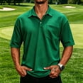 thumbnail image 2 of Mens Waffle Knited Polo Shirts Short Sleeve Quick Dry Jacquard Performance Moisture Wicking Casual Pocket Golf Shirts for Men Big and Tall Size M-3XL Green, 2 of 6