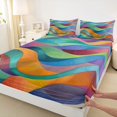 thumbnail image 4 of Castle Fairy Painterly Rainbow Wave King Sheets 4pcs,Transparent Curved Color Block Print Bedding,Vivid Pastel,1 Fitted Sheet,1 Flat Sheet and 2 Pillowcases, 4 of 6