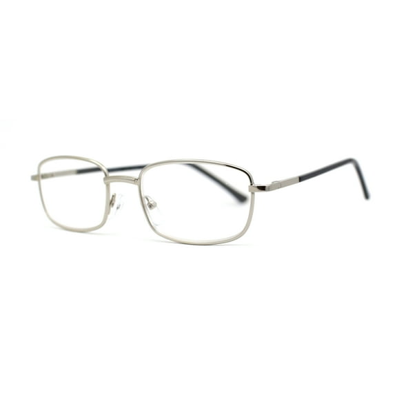 Classic Iconic Dad Fashion Narrow Rectangle Snug Reading Glasses Silver 1.00