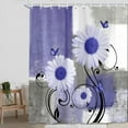 thumbnail image 3 of Purple Floral Shower Curtains for Bathroom,Aesthetic Brush Oil Painting Fabric Decor Bath Curtain,Daisy on Purple Gray White Abstract Modern Bakcground Fabric Shower Curtains,69X70in, 3 of 6