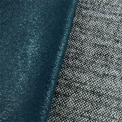 Navy Blue Retile Faux Leather w/ Tweed Wool Backing, Fabric By the Yard