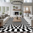 thumbnail image 3 of 8'x10' Area Rugs, Black White Plaid Indoor Outdoor Area Rug for Living Room Bedroom, Modern Abstract Checkered Striped Washable Bathroom Rugs Kitchen Floor Carpet Mats Home Decor Aesthetic, 3 of 8