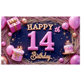 thumbnail image 3 of Decorative Design Birthday Banner Cake Decoration Happy 14th Party Backdrop Polyester Material for Birthday Party Celebration Kids Party, 3 of 7