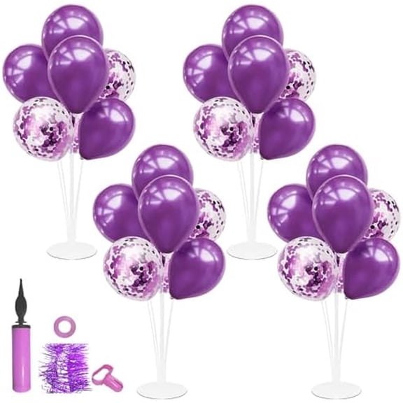 Purple Balloon Stand Centerpiece Table Decorations for Birthday Bridal Shower Wedding Engagement Mother's Day Graduation Halloween Party Decorations New Years Eve 2026(Purple set4)