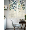 thumbnail image 3 of Blue Teal Botanical Sheer Curtains 72 Inch Length 2 Panels Set, Weeping Fall Eucalyptus Leaves Rustic Window Treatment Rod Pocket Curtains Sheers Drapes for Bedroom/Living Room/Kitchen 52"x72"x2, 3 of 7