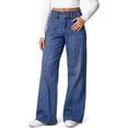 thumbnail image 2 of JJHGVB Wide Leg Jeans Straight Denim Jeans Denim Pants Loose Long Trousers Comfortable and Stylish Vintage Jeans Long Casual Pants Denim Trousers Pants with Pockets Daily Casual Wear Blue S, 2 of 6