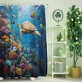 thumbnail image 2 of Shower Curtain, Summer Sea Turtle Ocean Coral Fish Waterproof Shower Curtain Set with Hooks for Bathroom Showers,Stalls and Bathtubs,72x72In Underwear World, 2 of 9