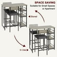 thumbnail image 5 of Zzistar 3 Piece Dining Table Set, Kitchen Wood Rectangular Dining Table with 2 Upholstered Chairs, Bar Table with 3 Layer Storage Shelves, 5 of 8