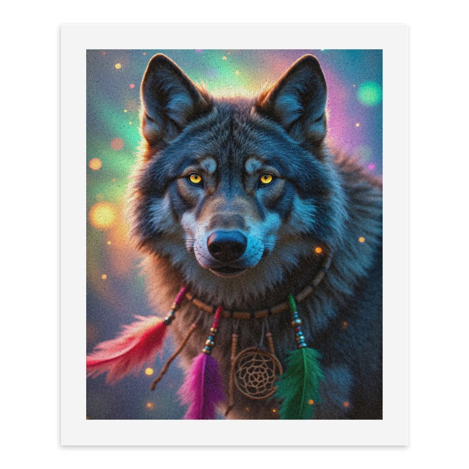 Paint by Numbers Kit for Adults, Wolf Dreamcatcher Fantasy Colors Paint by Numbers, Easy Paint by Numbers Kit for Adults Beginner, DIY Adult Paint by Number Kits on Canvas, 12x16in Home Decor