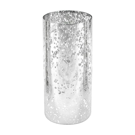 WGV Silver Speckled Glass Hurricane Candle Shade Chimney Tube - 4" Wide x 8" Height, Good quality, Heavy Weighted Base - 1 Pc