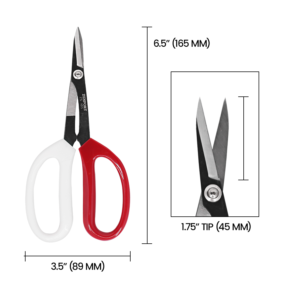 Zenport ZS105 Deluxe Garden Scissors, 6.5-Inch, 1.5 Inch Carbon Steel Blades, Red/White - 12 Pack