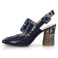 thumbnail image 2 of YDN Women Fashion Round Closed Toe Pumps Slingback Strap Buckles Chunky High Heels Dressy Prom Daily Shoes Size 5 Navy, 2 of 4