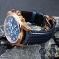 thumbnail image 5 of Correa de reloj de piel de vaca tejida para cronógrafo portugués IWC IW344205, correa de hebilla plegable Portofino de 22 mm, color azul y negro, 5 of 5