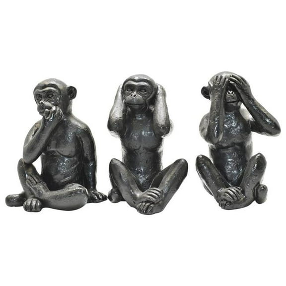 Adam & Friends Home Decor See No Evil, Hear No Evil, Speak No Evil Sculpture | 3-Piece | Black