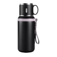 thumbnail image 2 of 1Pcs 2 In 1 Stainless Steel Thermo Vacuum Insulated BottleWith Cover Lid For Coffee Hot Drink And Cold Drink Water Flask, Leakproof Insulated Water Bottle for Men Women, 3.14*9.05*2.55Inch, Black, 2 of 9