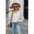 thumbnail image 6 of Anbech Women's Lace Splicing Blouse V Neck Shirt Splice Long Sleeve Loose Casual Solid Color Tops, 6 of 8