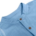 thumbnail image 6 of Men's Vintage Print Henley Shirts Half Button Neck Short Sleeve Linen Pullover Casual Summer Vacation T-shirt, 6 of 6