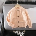 thumbnail image 2 of MIASHUI Cardigan pour Tout-Petits Garçons Filles Col Rond Bouton Veste Tricotée, Rose, 4-5 Ans, 2 of 3