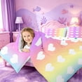 thumbnail image 4 of meiyoeat Rainbow Heart Print 7-Piece King Bedding,Cute Love Pattern King Bed In A Bag For Girl,Reversible, 4 of 7