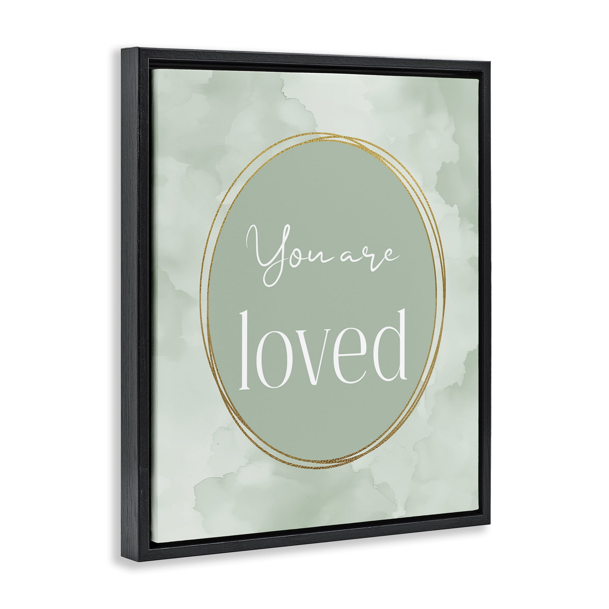Stupell Industries Green Golden Affirmation Black Framed Floater Canvas Wall Art, design by Christine Simpson Art