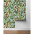 thumbnail image 4 of Daisy Bennett DB20102 27 in. x 18 ft. Tropical Leopard Peel & Stick Wallpaper, Gloss Blue, 4 of 8