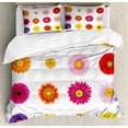 thumbnail image 1 of Gerber Daisy Duvet Cover Set Queen Size, Various Colorful Petals on Plain Backdrop Pretty Summer Flora Romance Print, Decorative 3 Piece Bedding Set with 2 Pillow Shams, Multicolor, by Ambesonne, 1 of 3