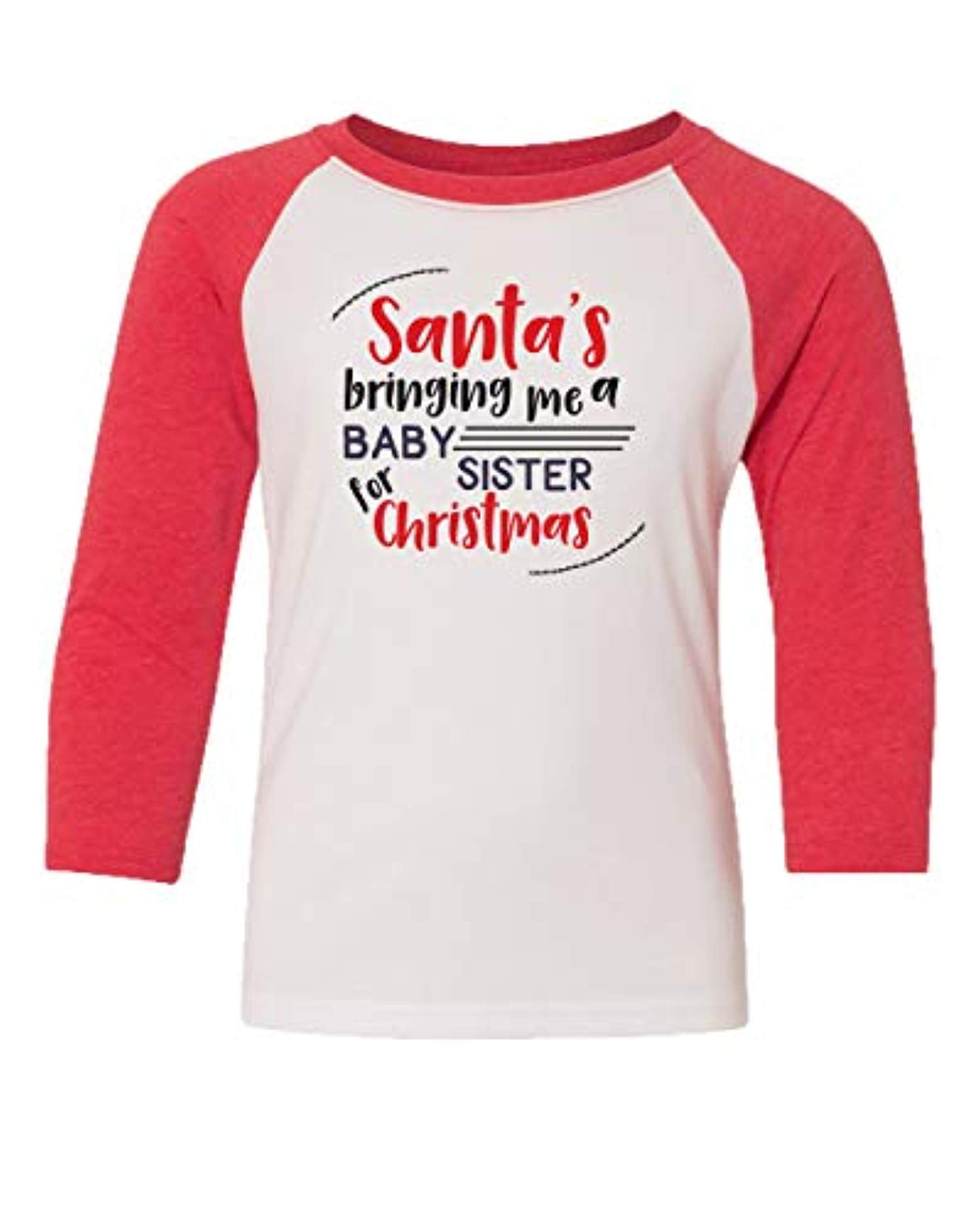 Trenz Shirt Company Christmas Baby Sister for Christmas Youth Baseball Tee Green - Picture 10 of 13