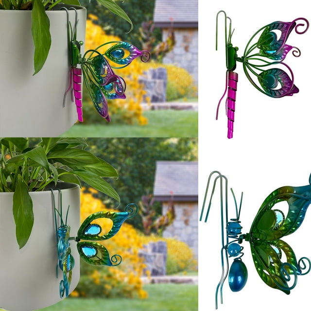 Meitianfacai Flower Pot Pendant Insect Metal Glass Painted Pendant Potted Green Plant Personality Pendant