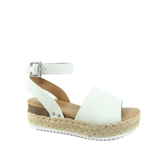 Sensational-01 Women's Espadrilles Trim Flatform Wedge Buckle Ankle Strap Open Toe Sandals