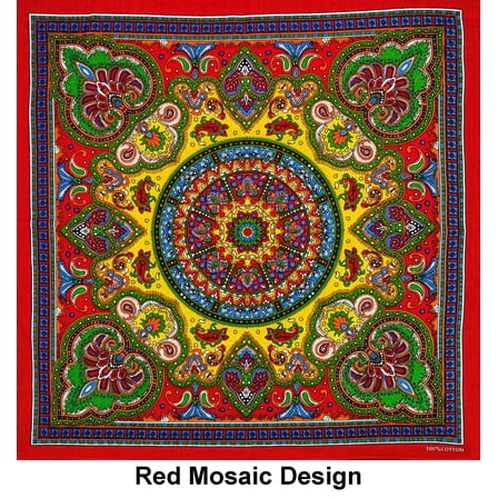 Red Mosaic Design Print Cotton Bandana (22 inches x 22 inches)