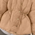 thumbnail image 4 of hoksml Women's Short Puffer Jacket with Soft Plush Lapel Collar Tapered Waist Thickened Winter Coat with Pockets, 4 of 5
