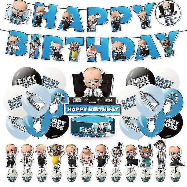 Baby Boss Birthday Party Decorations, Happy Birthday Banner Cake Toppers Balloons Set