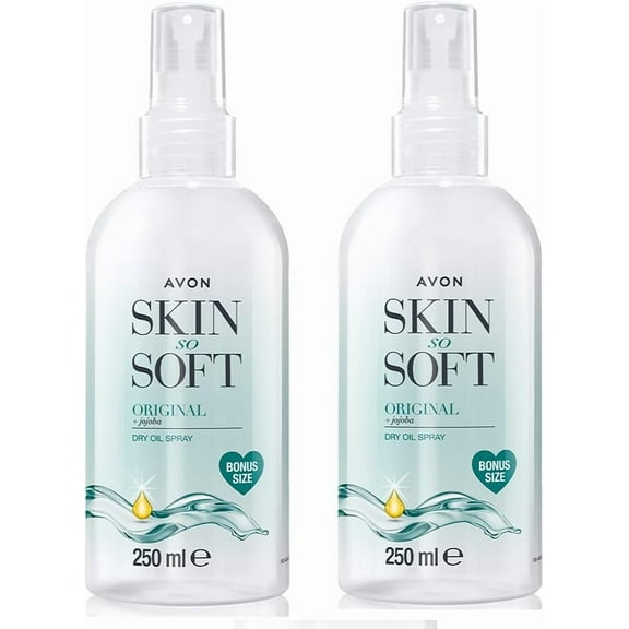 2 X Bottles Avon Skin So Soft Original Dry Oil Spray Bonus Size 8.45 fl oz - 250 ml