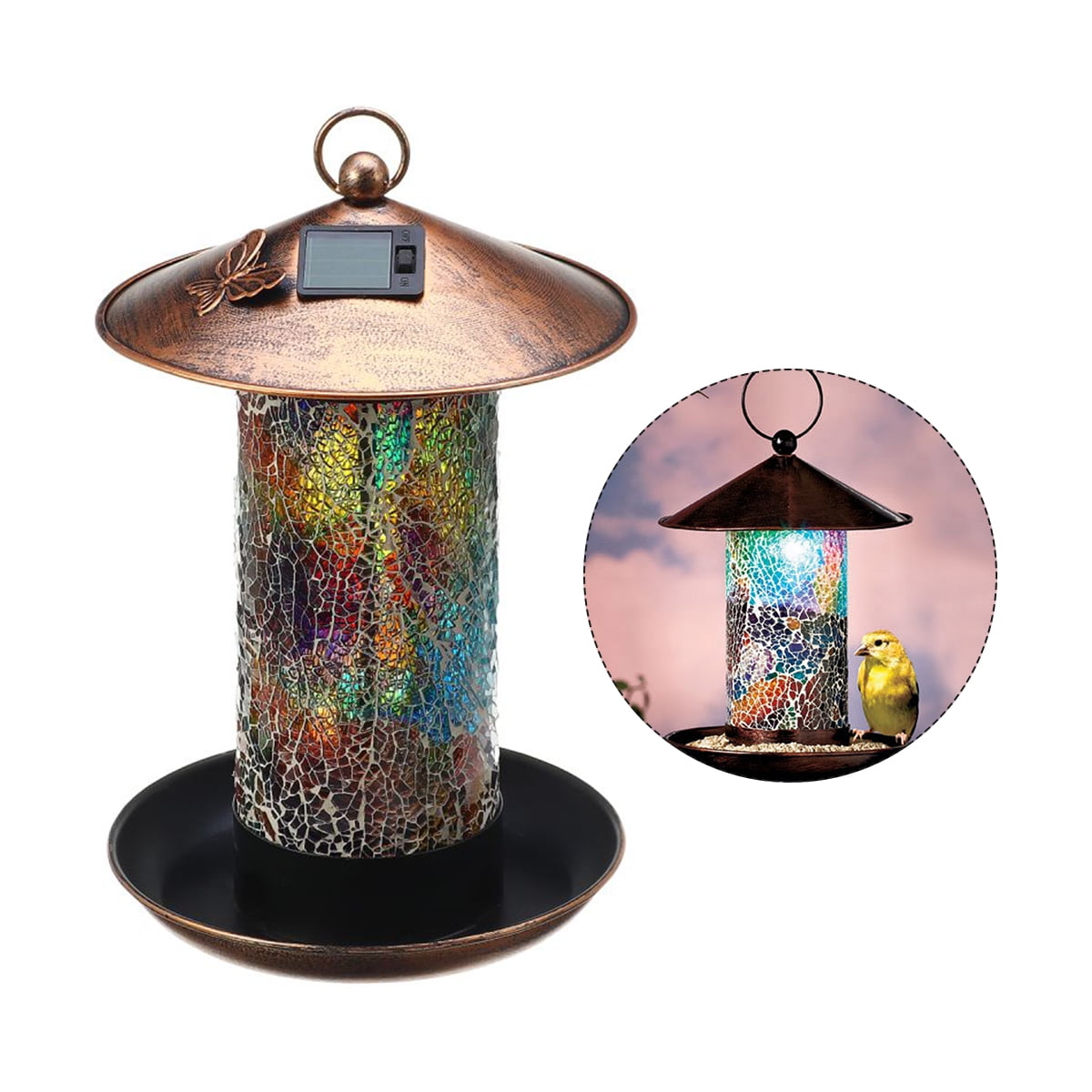 Peacock Shape Glass Seed Tray Outdoor Waterproof Birdfeeders Solar Garden Light Metal Flower Decorative LED Landscape Lighting Wild Bird Feeder MAGGIFT Solar Powered Bird Bath for Outside Hanging Peacock Shape Glass Seed Tray Outdoor Waterproof Birdfeeders Solar Garden Light Metal Flower Decorative LED Landscape Lighting Wild Bird Feeder MAGGIFT Solar Powered Bird Bath for Outside Hanging