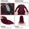 thumbnail image 4 of Hair Toppers With Bangs Clip In Crown Topper For Women Top Hairpieces Human Hair Silk Base Toupee Wiglet Replacement Remy Topper On Closure Hair Extensions 16 Inch 50g #99J Wine Red, 4 of 6