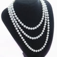 thumbnail image 3 of 2X Collar Con Cuentas Artificiales Blancas Perlas Imitativas Collar de Cadena para Mujeres, 3 of 7