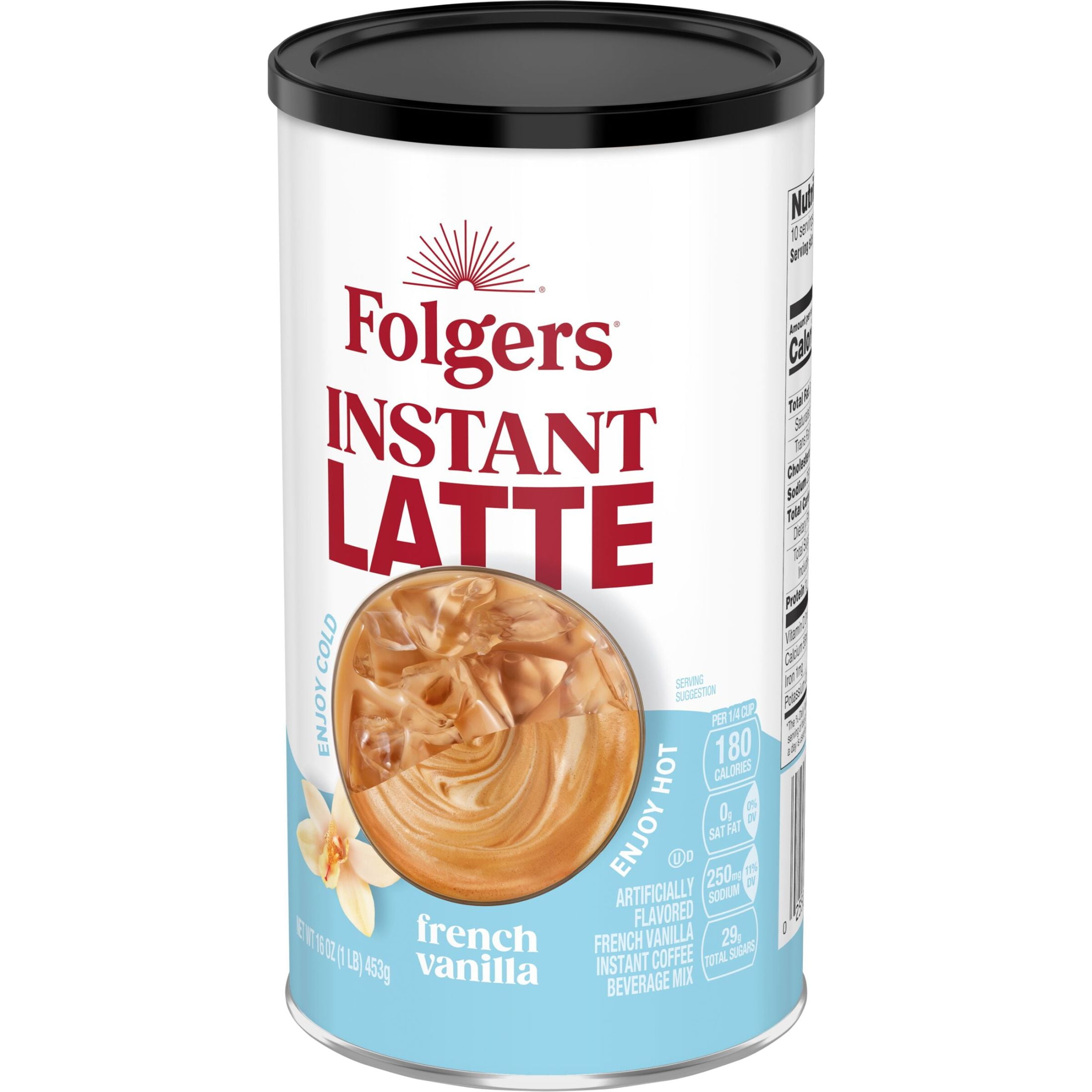 Folgers French Vanilla Instant Latte, Artificially Flavored