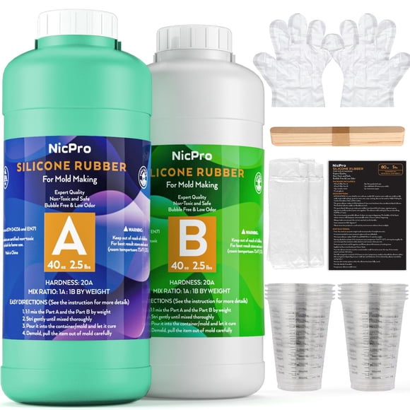Kit de Fabricación de Moldes de Silicona Nicpro 2.4L Platino 20A Mezcla 1:1