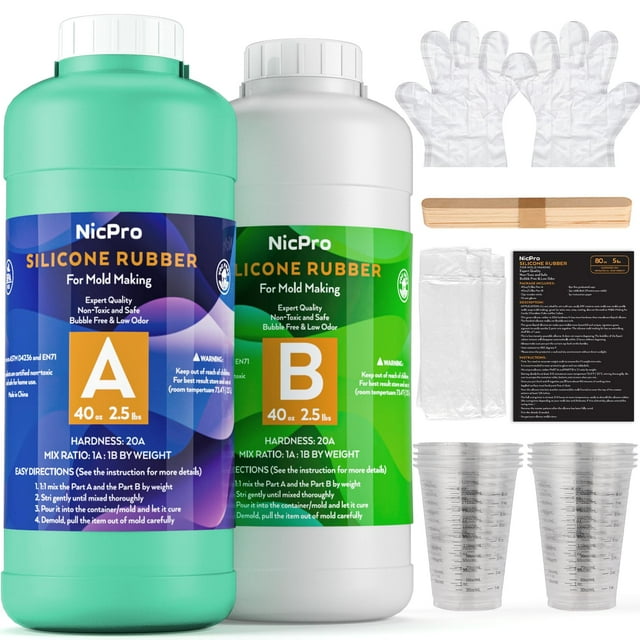 Kit de Fabricación de Moldes de Silicona Nicpro 2.4L Platino 20A Mezcla 1:1