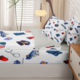 thumbnail image 5 of Manfei Cartoon Police Pattern Zipper Full Size Comforter Sets with Fitted Sheet and 2 Pillowcases,Boys Friendly Theme Zipper Bedding Set,White,Light Gray Reversible,4pcs, 5 of 8