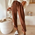 thumbnail image 2 of Felirenzacia Women's Casual Solid Corduroy Straight Leg Pants With Pockets, Brown,S, 2 of 7
