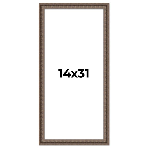 14x31 Ornate Brown Real Wood Picture Frame Width 1.5 Inches | Interior Frame Depth 0.5 Inches |