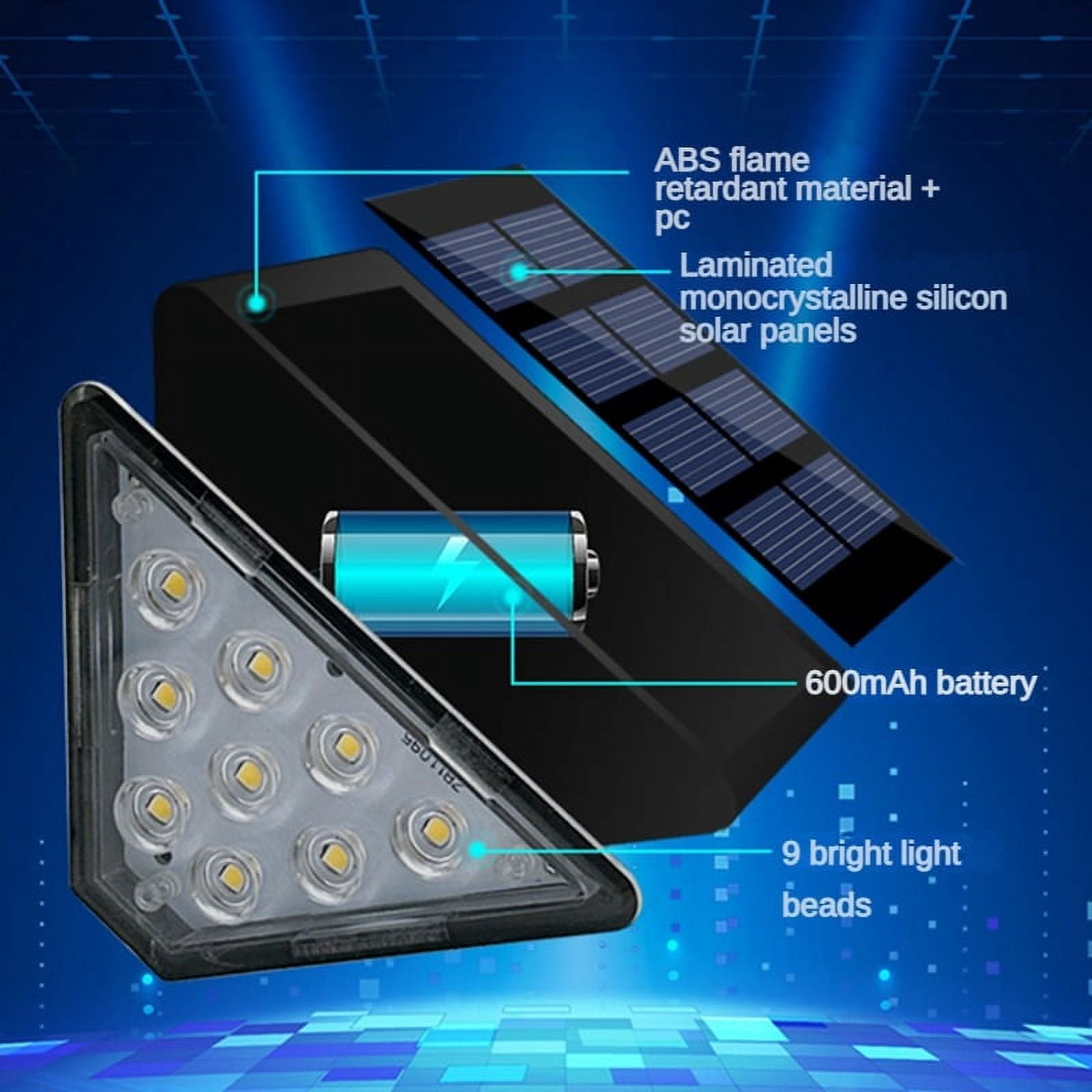 Six Pieces LED Solar Stair Light 3000K Waterproof Outdoor Garden Passage Courtyard Terrace Guardrail Step Light Landscape Light