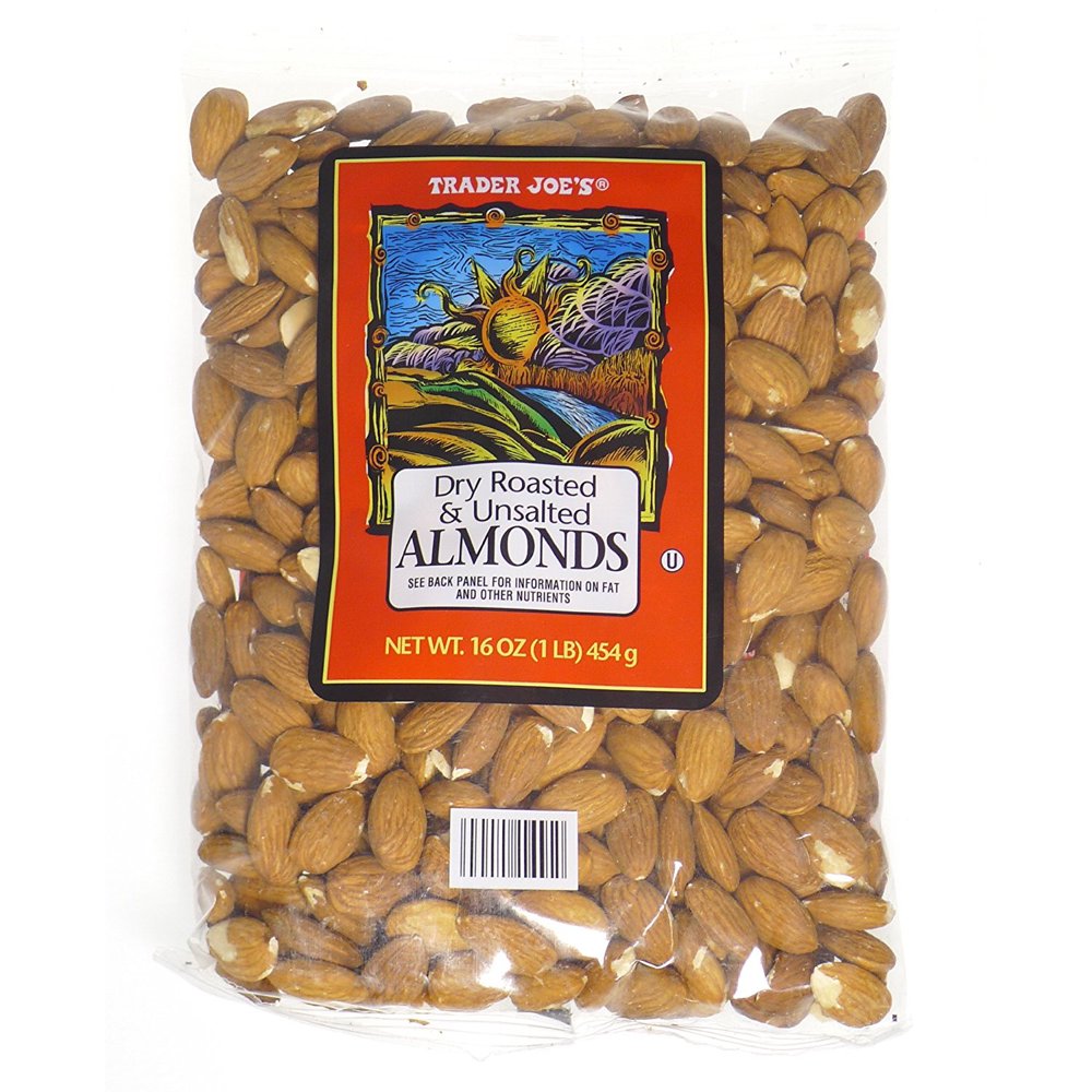 Trader Joe's Dry Roasted & Unsalted Almonds, 16 Ounce