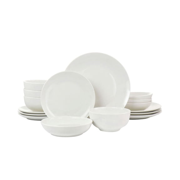 16 Pc. Dinnerware Set, Service for 4, White Porcelain