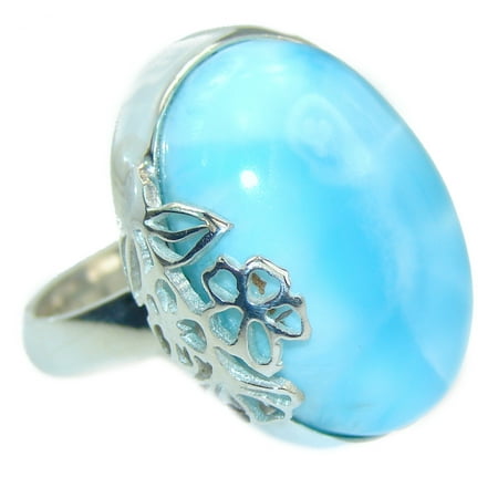Vintage Design Natural Larimar .925 Sterling Silver handcrafted Ring s. 8 adjustable by SilverRush Style