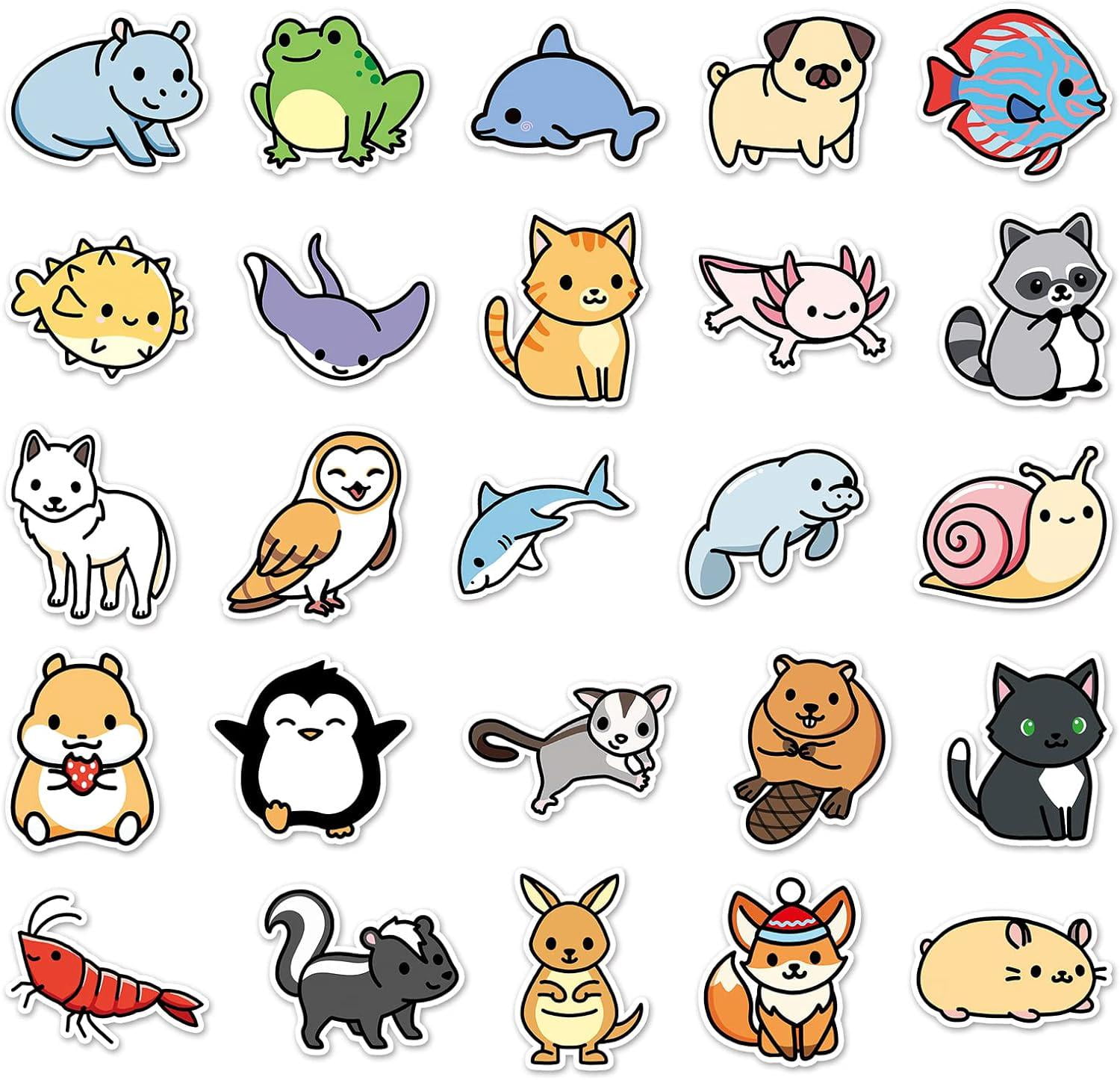 Pegatinas De Animales (50 Unidades) - Impermeables, De PVC, Reutilizables, Para Decorar Portátil, Maleta, Botellas (diseños Ilustrados)
