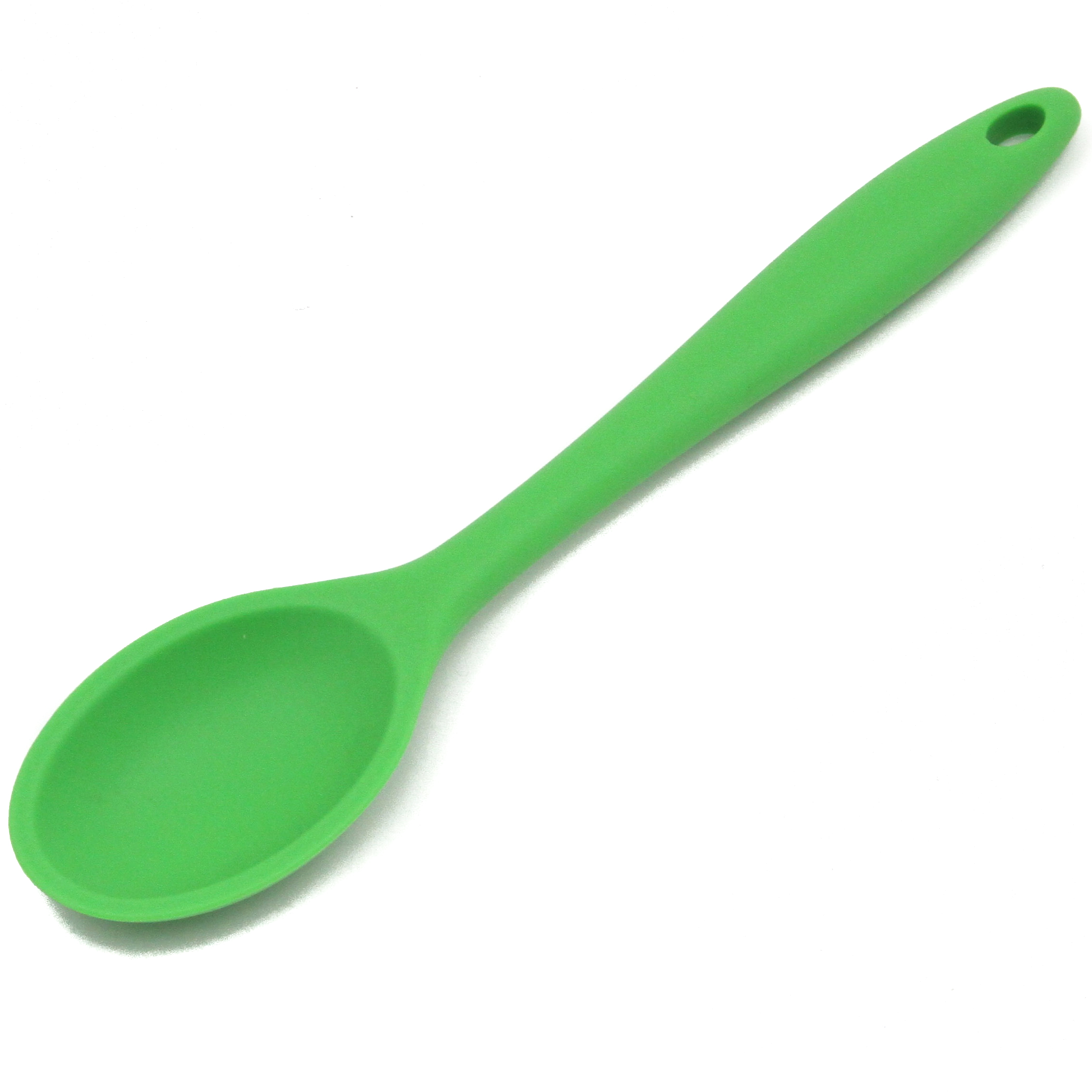 Wholesale Silicone Skimmer Spoon W/ Wooden Handle- 12.4 GREEN BLUE PINK  PURPLE